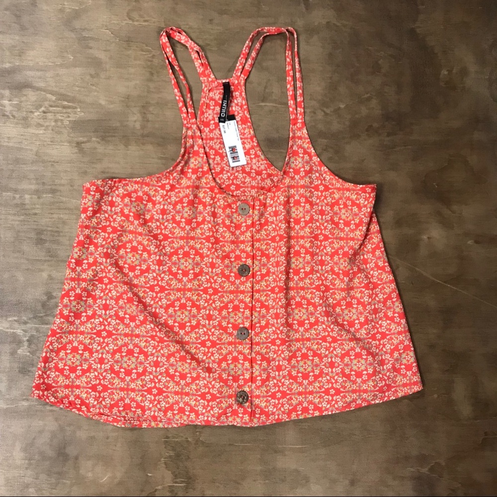 Button down floral tank top